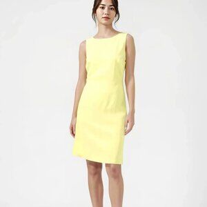 NWT Escada Designer Yellow Minimalist Boucle Tweed Fitted Sheath Midi Dress M 38
